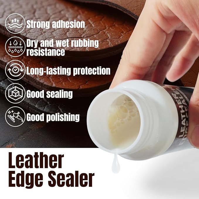 Leather Edge Sealer, Water-Resistant Leather Burnishing Gum Smooth and Glossy Edge Finish for Bags, Wallets, Leatherwork Accessories Burnishing Tool, 100ml