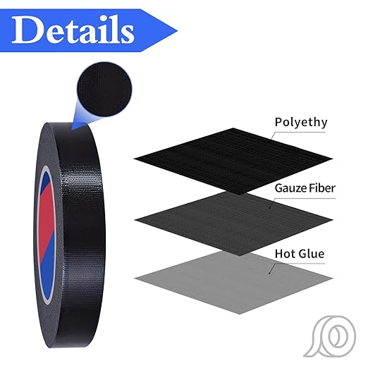 Black Heavy Duty Duct Tape, 1 Inch x 55 Yards, Industrial Grade Waterproof & UV Resistant, Strong Adhesive for Indoor Outdoor Repairs, Crafts, Home Improvement, Moving Packing and DIY Projects