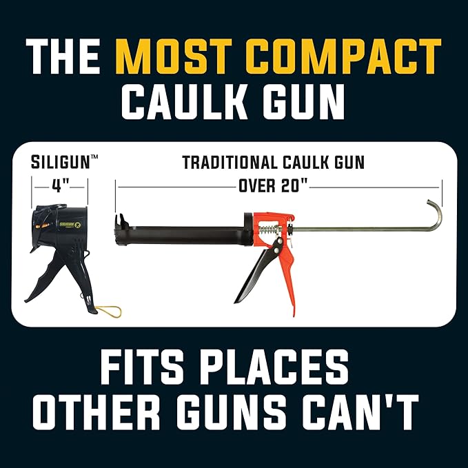 SILIGUN™ Compact Caulking Gun with Caulking Tools and Caulk Nozzle - No Drip Caulk Gun - Patented Design - Lightweight ABS Frame - Works with All 10 oz Tubes