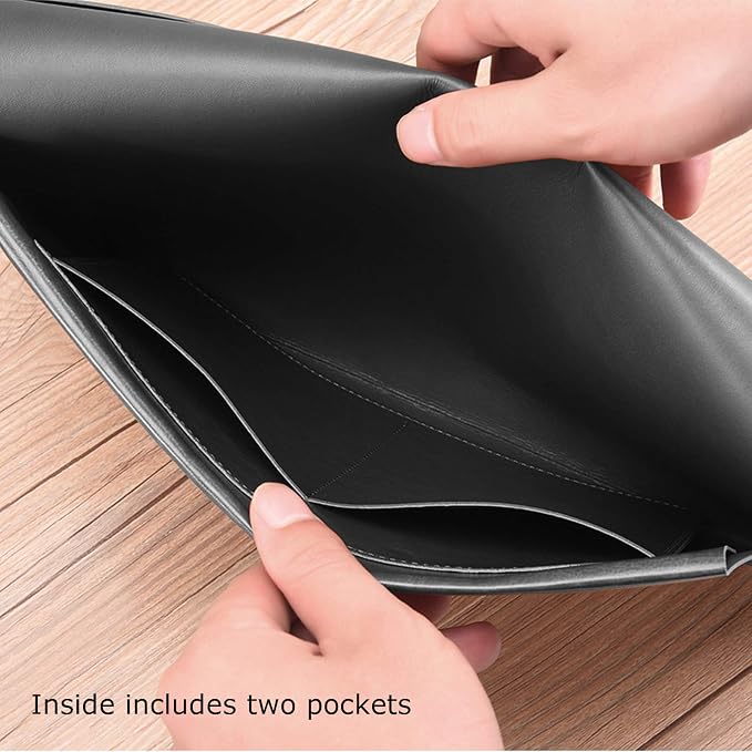 PU Leather A4 File Folder Document Holder Envelope Folder Case with Snap Closure for Receipt Contract Black&Brown
