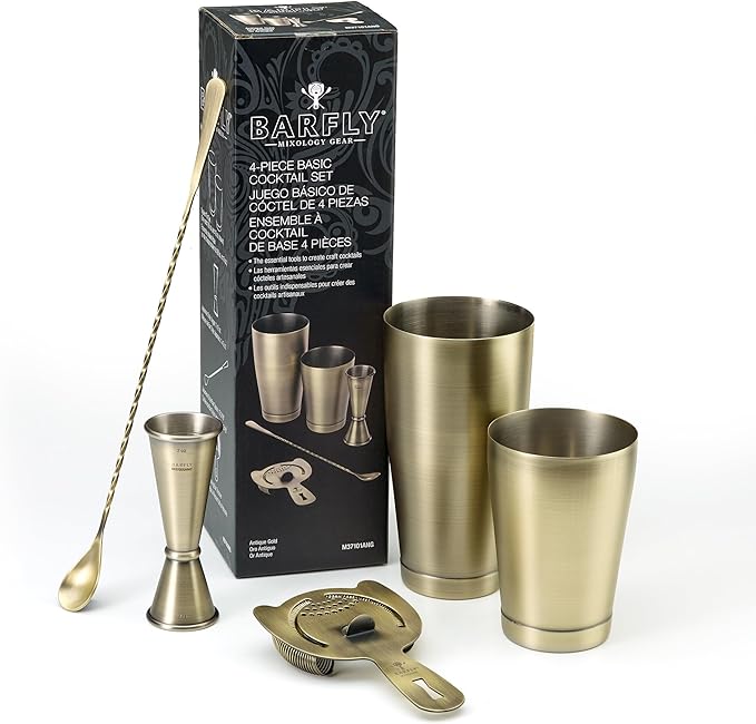Barfly Basics Cocktail Set, 5-Piece, Antique Gold