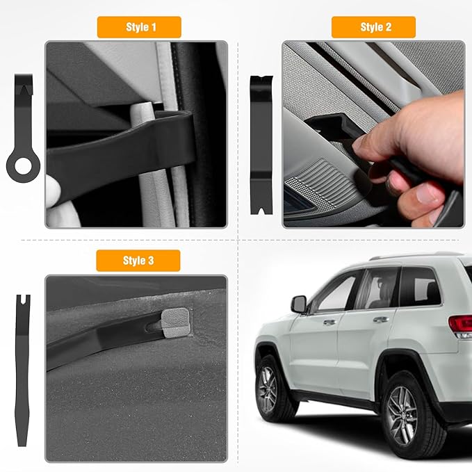 GOOACC 8PCS Auto Trim Scratch Removal Tool Car Audio Dash Panel Window Molding Fastener Remover Tool Kit-Black