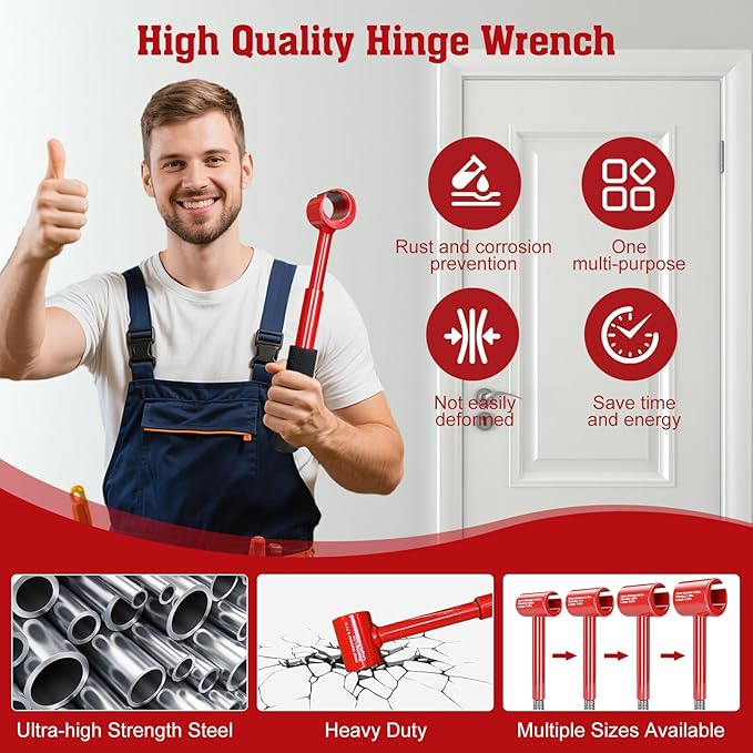 Vdsfand 4 in 1 Door Hinge Adjustment Tool Kit Door Gap Adjustment Tool for Precise Hinge Gap Adjustment Upgraded Hinge Gap Adjusting Wrench for Installation and Repair of Residential and Commercial