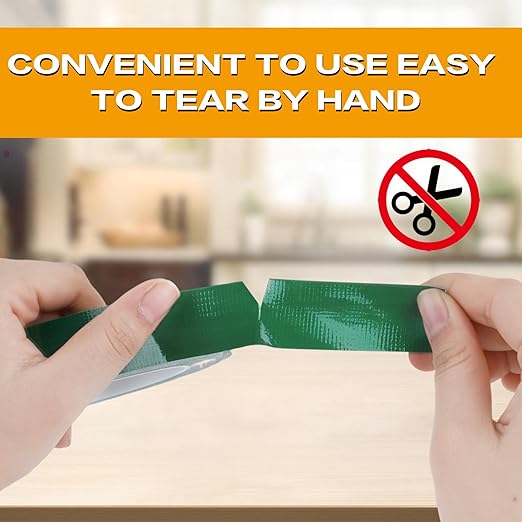 Green Duct Tape 1 Inch x 33 Yards, Heavy Duty Waterproof Repair Tape, Easy to Tear Colored Cloth Tape for DIY Craft, Camping, Home Maintenance & Packing