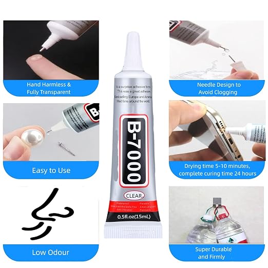 YiJieWZT B7000 15ml Clear Acrylic Super Glue, Gel, Waterproof, Flexible, Anti-Vibration, for Electronics, Textile, Shoe, Household