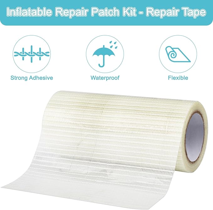 Waterproof Repair Tape,Clear Inflatable Patch Repair Kit for Tent Fabric Awning RV Roof Underbelly Tarp Sail and Boat Cover Outdoor Repair Patch
