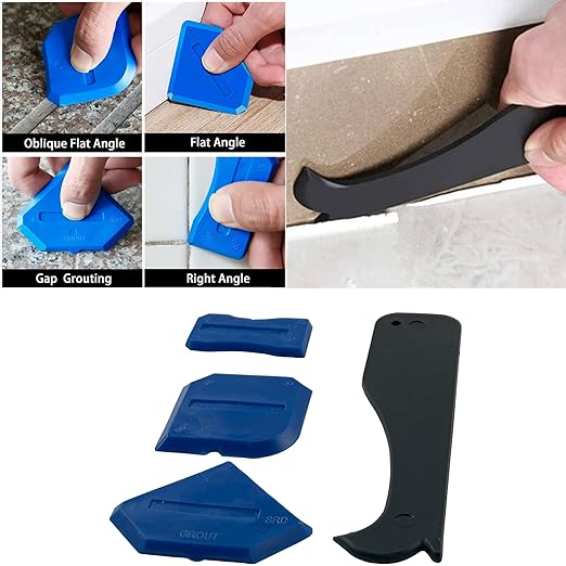 9-Piece KBX-SCT -Silicone Caulking Tool Kit, Easy Bath & Kitchen Grout Sealant Remover, for a Smooth Finish Like a Pro - 3-in-1 Shaping Tools