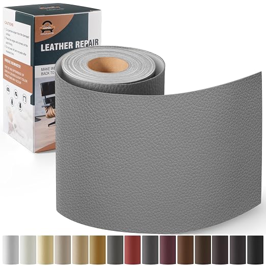 Leather Repair Kit for Furniture 4"x 63" Leather Tape Repair Patch Self Adhesive Sofa Vinyl Repair Patch Kit for Car Seat,Couch,Boat Seat,Chair - Dark Gray