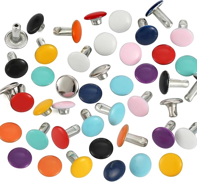 YORANYO 380 Sets 8MM Leather Rivets Kit Studs for Clothing Double Cap Rivets for Clothing Fabric Colorful Rivets with Leather Crafting Rivet Tool for Repair Decorate Clothes Shoes Bags Belt Dog Collar
