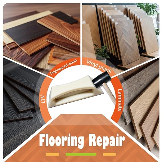 Floor Gap Fixer Tool, Plank Grabber for Vinyl Plank, Laminate, LVP, LVT, Hardwood, Engineered Wood Flooring Repair (Including Rubber Hammer)