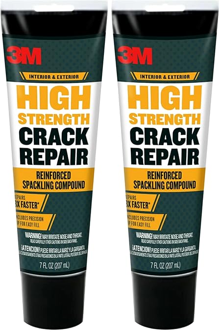 3M High Strength Crack Repair, 7 oz, Wall Crack Repair, Squeeze Tube for Easy Application Directly Into Cracks & Fractures, Repairs Damaged Areas on Walls & Ceilings (CR-7-SQ) (Pack of 2)