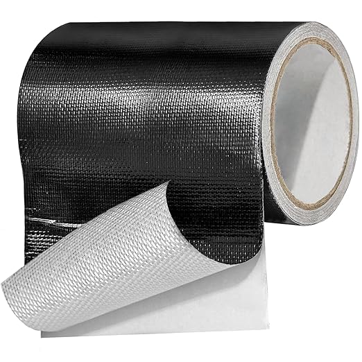 Tikfoam Waterproof Repair Tape for RV Underbelly, Awning, Tarp, Tent, Nylon, Sail and Boat Cover Outdoor Repair Patch, Heavy Duty, UVproof, Multipurpose Black, 6 in x 25FT