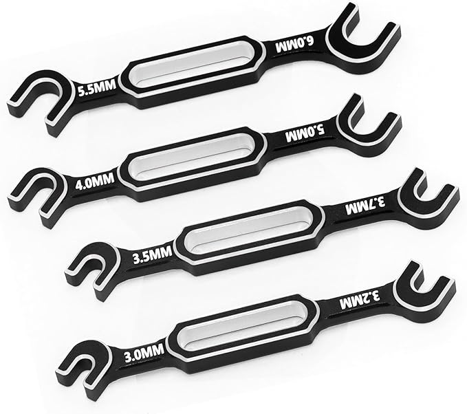 4PCS RC Wrench 3.0/3.2/3.5/3.7/4.0/5.0/5.5/6.0mm Turnbuckle Nut Ball Joint Remover RC Repair Tool for RC Crawler Car Boat Upgrade Parts, Silver