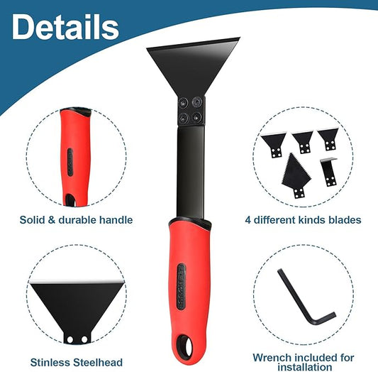 Grout Removal Tool, Tile Grout Scraper Saw, Caulk Remover,Multifunctional Scraper Tool Set with Detachable Blades for for Removing Paint, Wallpaper, Glue, Stains, Putty