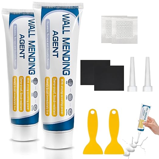Drywall Patch Repair Kit, 2 Pack Wall Mending Agent for Holes & Cracks - Wall Repair Paste for Nail Holes, Dents & Efficient Crack Repair