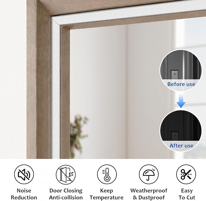 40FT Kerf V‑Shaped Weather Stripping Door Seal, Press‑in Seal for Pre‑Cut Slot Doors, Not Self‑Adhesive, Soundproof Draft Blocker for Exterior Front Doors, Fits Large Gaps, Easy DIY Install (White)