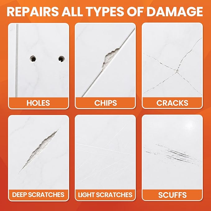 Ceramic Tile Repair Kit (Pure White), Tile Repair Kit with Super Strong Adhesion, Floor Cracked Tile Filler for Cracks, Chips, Holes on Ceramic, Porcelain, Acrylic, Fiberglass, Trim & Repair Kits