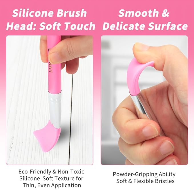 LORMAY 7 Pcs Silicone Brush Applicator Kit for UV Resin Epoxy Art Crafts and Cream Makeup Products (Pink)
