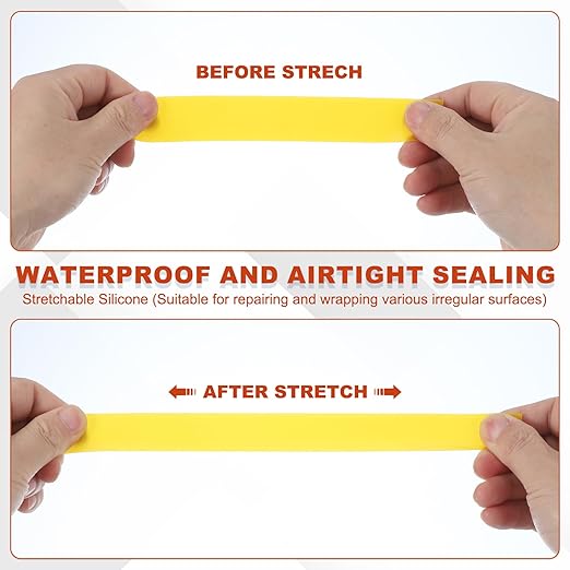 uxcell 2 Pcs Self Fusing Silicone Tape, 1" x 10ft Waterproof Water Leak Sealing Tape for Plumbing Pipe Hose Repair Handles, Yellow