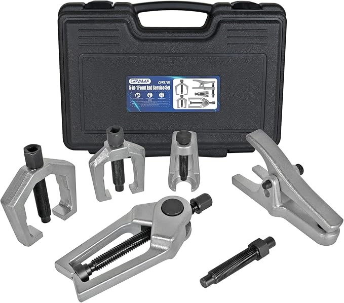 CARVALAX 5-in-1 Ball Joint Separator, Front End Service Tool Kit for Tie Rob Removal, Pitman Arm Puller, Cars SUVs Pickup Trucks Automotive Tools w/Storage Case