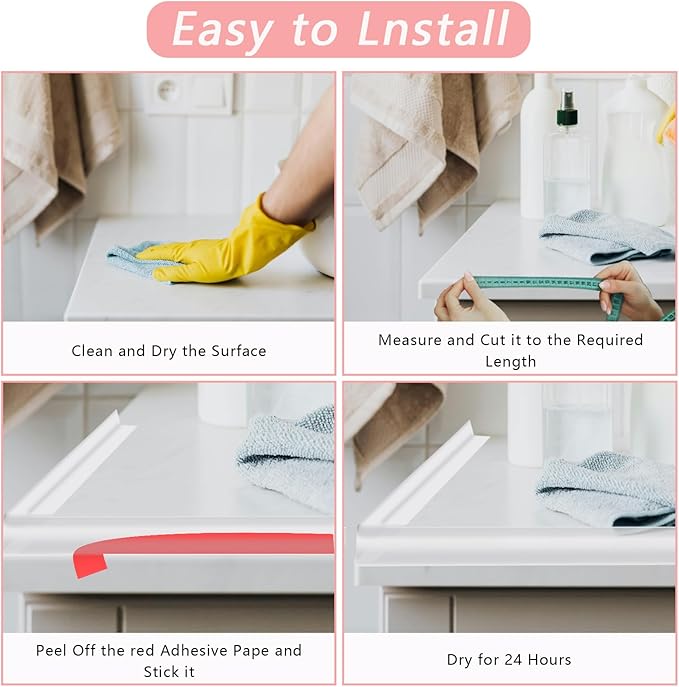78 Inch Shower Threshold Water Dam, Silicone Barrier Shower Door Bottom Seal Strip, Self Adhesive Waterproof Barrier, for Kitchen Countertop Sink, Cooktop, Bathroom（Semitransparent）