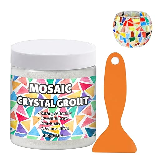 Mosaic Crystal Grout, Mosaics Tile Tools, Mosaic Tile Accessories – Essential for Handmade Grouting and Perfect for DIY Craft Projects (White, 6.3oz)