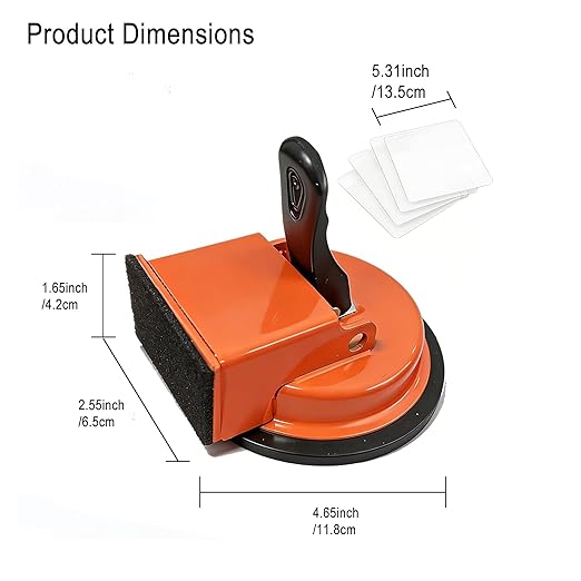 Floor Gap Fixer Tool with Vacuum Suction Cup, Heavy Duty Gap Repair Tool with 4 Reusable Sticky Pads for Laminate, Hardwood, Tile & PVC Floors (Orange)