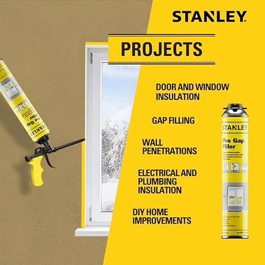 STANLEY F902P Pro Gap Filler - (1x24oz) Window & Door Filler, Gaps & Cracks, Expanding Spray Foam Sealant | Use Applicator, Gun Not Included | 24 Oz, 1 Pack