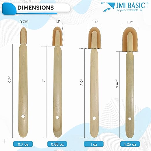 JMIBASIC Grout Caulk Finishing Tool - Assorted 4 Size Sets - Smooth Grout Sealant Silicone Caulking Tool - Rubber Spatula Spreader - Grout Sealer Applicator - Ergonomic Handle Grip (Wood)