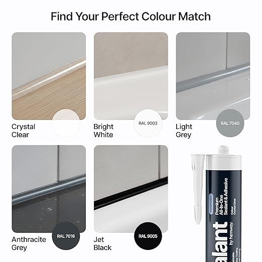 Crystal Clear Construction Sealant & Adhesive All-in-One Hybrid Polymer | Superior to Silicone Bathroom Caulk Sealant | Waterproof, Odorless, Paintable Caulk | Kitchen Bathroom Outdoor 300 ml 1 Pack