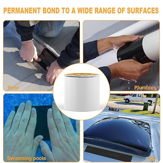 Waterproof Patch and Seal Tape, 4" x 13 ft, UV Protective Extra Thick Sealant Tape for RV Roof Leak Repair, Permanent Bond for Cracks, Tears, Holes – Weatherproof for Camper Trailer Boat Tent