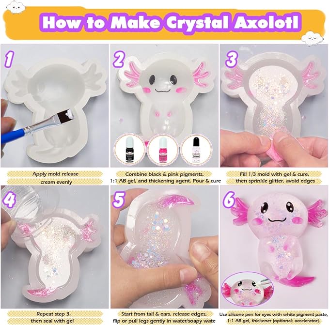 Taba Squishy Maker Big Axolotl Silicone Mold Gel Kits Pack
