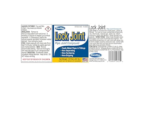 Lock Joint,1/2 Pint, Blue Pipe Joint Sealant, Leak-Proof NPT Thread Connections, Works on Metal & Plastic Pipes, High Temperature & Pressure Resistant, Lubricates & Seals Gaskets (10-625)