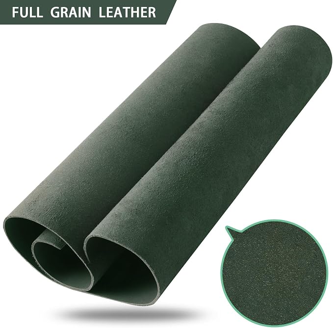 RingSun 6''X12'' Green Leather Sheets for Crafts (4mm), Full Grain Leather Tooling Leather