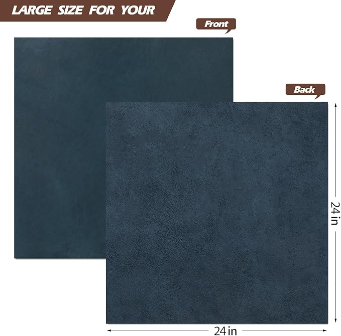 RingSun 24''X24'' Blue Leather Sheets for Crafts (2mm), Full Grain Leather Tooling Leather