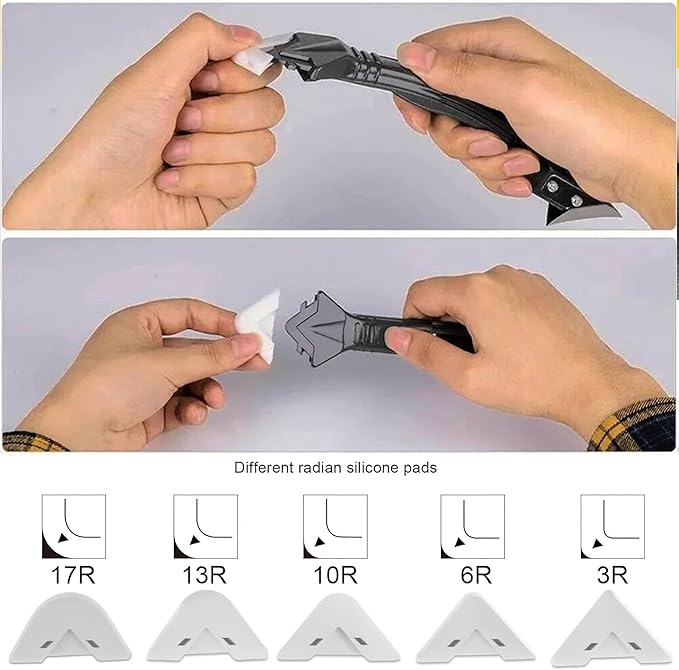 Caulk Gun Kit for 10oz Caulk Tubes – Silicone Caulking Gun, Caulk Remover, Sealant Finishing Tool & Grout Scraper – 10:1 Thrust Ratio for Precision Home and Outdoor Repairs