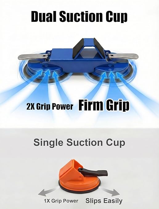 PlayMoon Floor Gap Fixer Tool, Heavy Duty Dual Suction Cup Floor Gap Repair Tool with Metal Levers for Laminate Flooring Engineered Hardwood and Vinyl Plank (Blue)