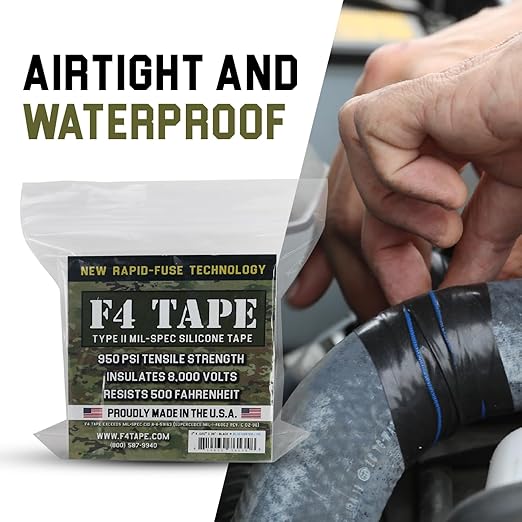 Bond It F4 Emergency Self-Fusing Silicone Tape, Repair Plumbing Pipe & Radiator Hose Leak, Electrical Insulation, Permanent Bonding, Waterproof, 1" x 36' x 20mil, Black + Red, Pack of 2