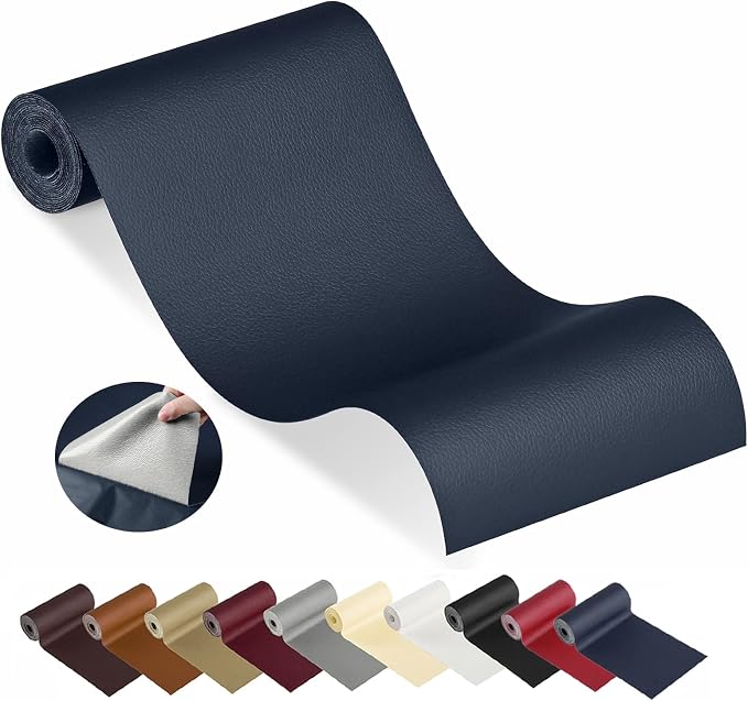 YAFLC Leather Repair Patch for Furniture, 4" x 63" Self Adhesive Leather Repair Kit Vinyl Repair Tape for Car Seat Sofa Jackets Couches Chair Blue
