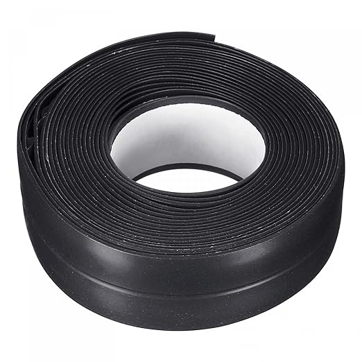 uxcell Waterproof Seal Caulk Strip Tape Self Adhesive 0.87" W x 10.5'L PVC Sealing Tape for Kitchen Bathroom Black