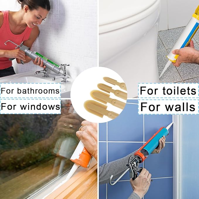 8 PCS Rubber Caulking Spatulas Tool,Rubber Caulk Silicone Sealant Finishing Tool,Spreader Applicator Caulking Finishing Tool Rubber for Floors, Tiles, Walls, Bathrooms, Kitchens 4 Size