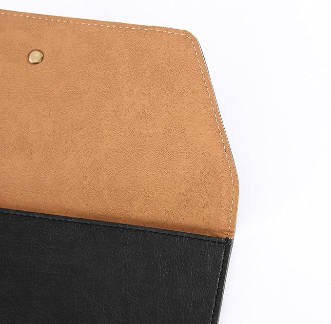 Leather File Folder for Documents,Important Document Folder with String Tie,Laptop Sleeve Notebook Case,Leather File Organizer,A4 Envelopes Filing Folder (Vertical, Black)