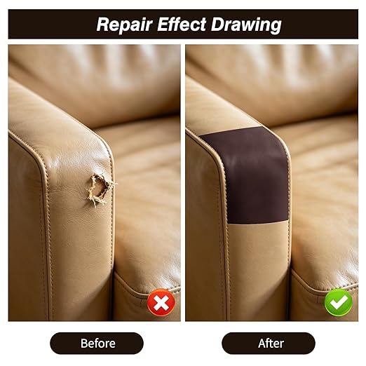 BSZHTECH Leather Repair Tape Self-Adhesive Leather Repair Patch for Couch Furniture Sofas Car Seats Advanced PU Vinyl Leather Repair Kit(Coffee, 3.9X79 inch)