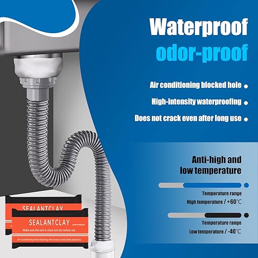 6 Pack White Seal Putty Quick Mending Waterproof White Sealant Putty - Ideal Sealing Clay for Air Conditioning Gaps,Drain Pipes & Duct Repair,Duct Seal Repair