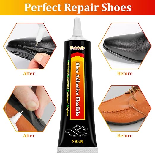 Shoe Glue Sole Repair, Transparent Shoe Adhesive, Shoe Repair Glue for Repairing Shoes, Boots, Leather, etc. (60g, 2pack)