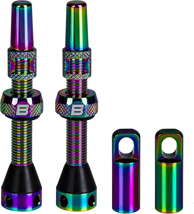 BWSHLF Tubeless Presta Valve Stem 40/44/55/60/65/80/100 mm, Super Light Alloy Presta Valve Stem Kit with Valve Core Remover Tool and Valve Stem Caps - Multiple Color and Size Options(Pair)