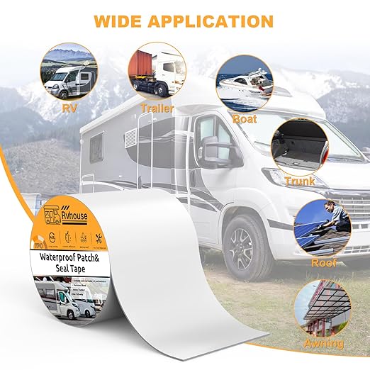 Waterproof Patch and Seal Tape, 4" x 13 ft, UV Protective Extra Thick Sealant Tape for RV Roof Leak Repair, Permanent Bond for Cracks, Tears, Holes – Weatherproof for Camper Trailer Boat Tent