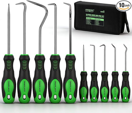 SWANLAKE 10PCS Pick and Hook Set, Pick Tool Set for Car Auto Oil Seal/O-Ring Seal Gasket Pick Mini Hooks Puller Remover (10PCS)