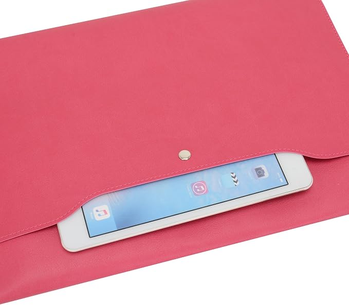 Wonderpool Envelope Case A4 PU Leather File Jacket Pocket Folder Document Case Bag with Removable Hand Strap and 4 Pocket for Documents Tablet Phone Stationery (Plum red)
