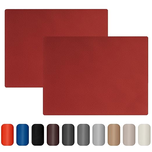 Leather Repair Patch 8x11 inch 2 Pcs, Self Adhesive Vinyl Repair Patch Kit, Leather Patches for Furniture, Couches, Car Seats, Cabinets, Wall, Handbags - Red